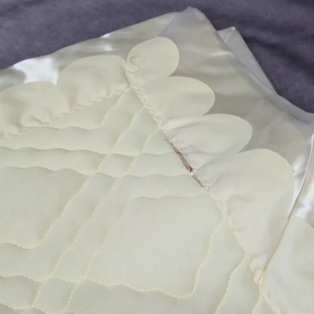 Vintage Baby Blanket Quilted Satin Trim  Yellow New Missing Tag Has Some Spots